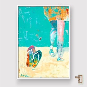 Chanclas en la playa | Cuadro Figurativo | Cuadros Fine Art
