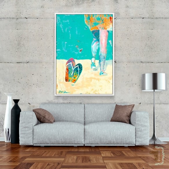 Chanclas en la playa | Cuadro Figurativo | Cuadros Fine Art