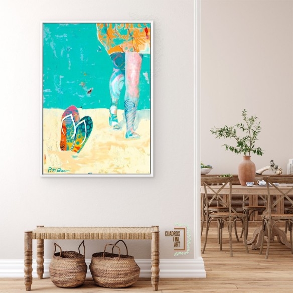 Chanclas en la playa | Cuadro Figurativo | Cuadros Fine Art