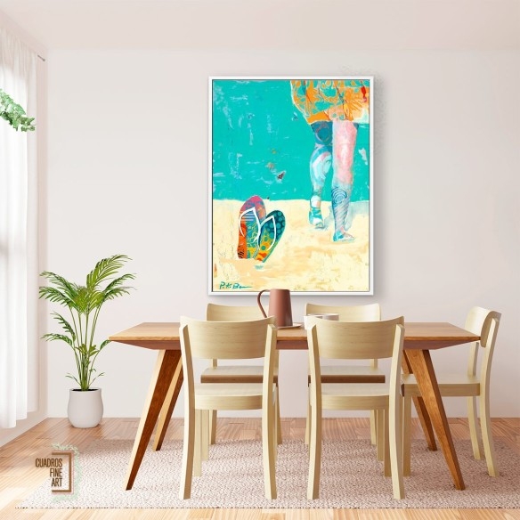 Chanclas en la playa | Cuadro Figurativo | Cuadros Fine Art