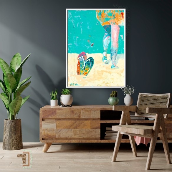 Chanclas en la playa | Cuadro Figurativo | Cuadros Fine Art