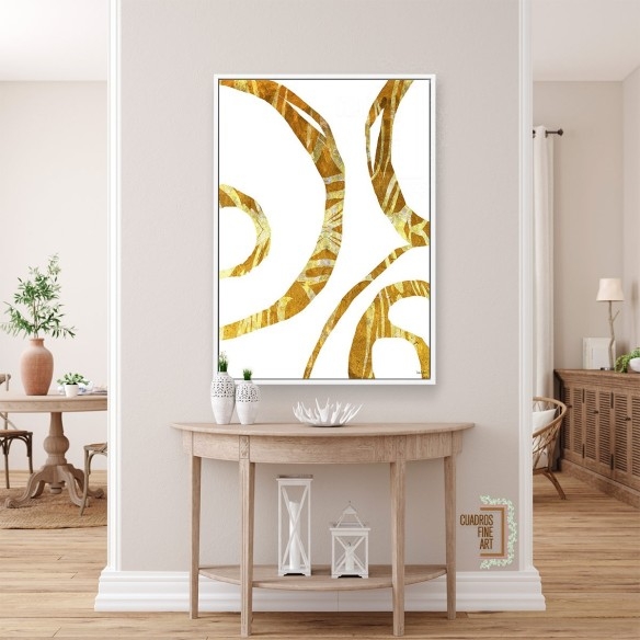 Hilos de oro | Cuadro Abstracto Vertical | Cuadros Fine Art