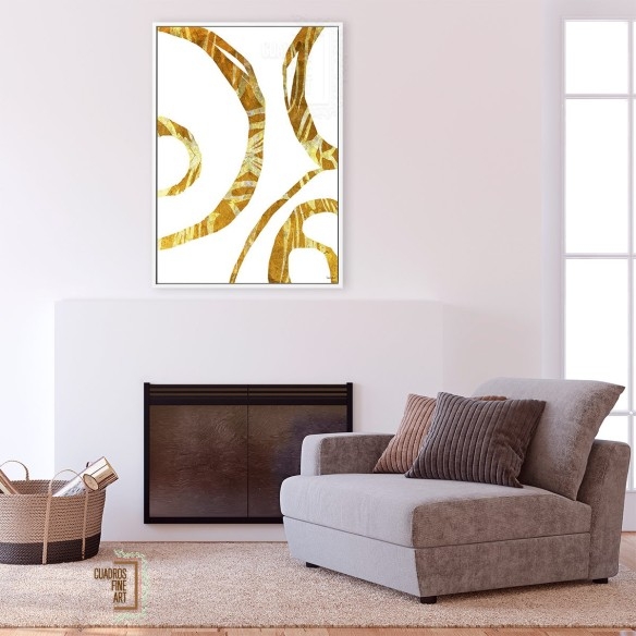 Hilos de oro | Cuadro Abstracto Vertical | Cuadros Fine Art