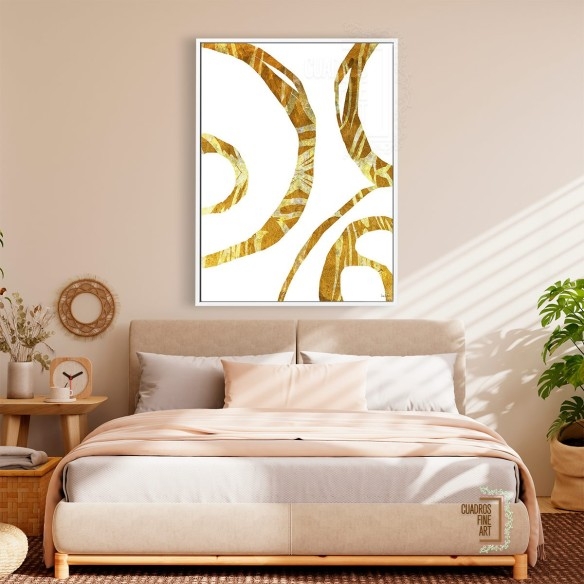 Hilos de oro | Cuadro Abstracto Vertical | Cuadros Fine Art
