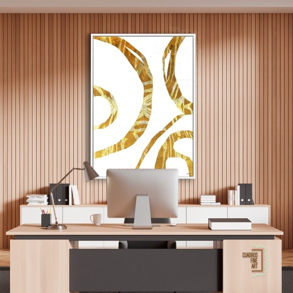 Hilos de oro | Cuadro Abstracto Vertical | Cuadros Fine Art