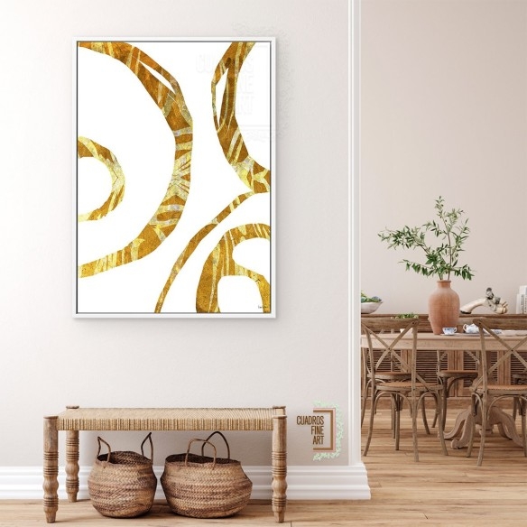 Hilos de oro | Cuadro Abstracto Vertical | Cuadros Fine Art
