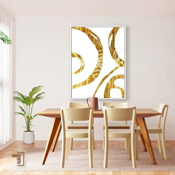 Hilos de oro | Cuadro Abstracto Vertical | Cuadros Fine Art