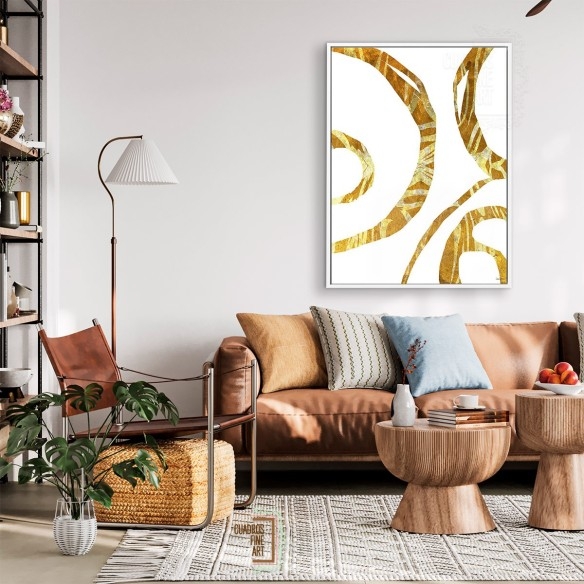 Hilos de oro | Cuadro Abstracto Vertical | Cuadros Fine Art