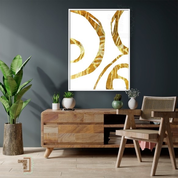 Hilos de oro | Cuadro Abstracto Vertical | Cuadros Fine Art