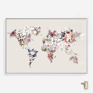 Mapa Mundi Floral | Cuadros de Mapamundi | Cuadros Fine Art