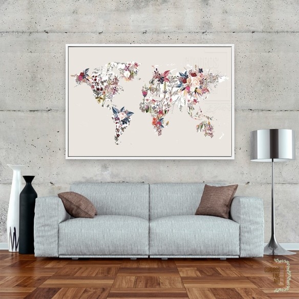 Mapa Mundi Floral | Cuadros de Mapamundi | Cuadros Fine Art