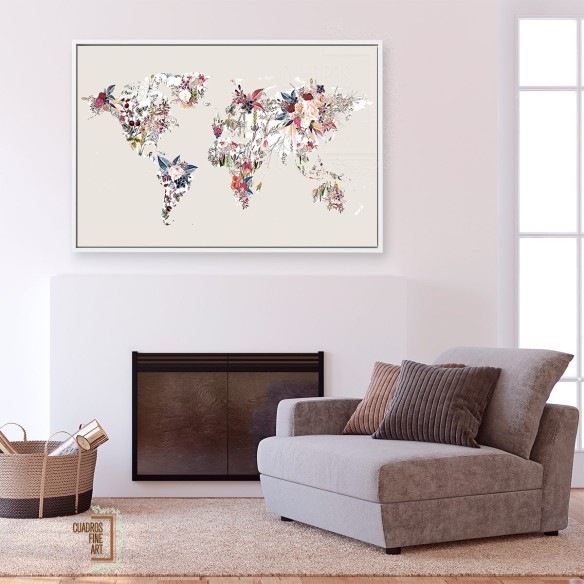 Mapa Mundi Floral | Cuadros de Mapamundi | Cuadros Fine Art