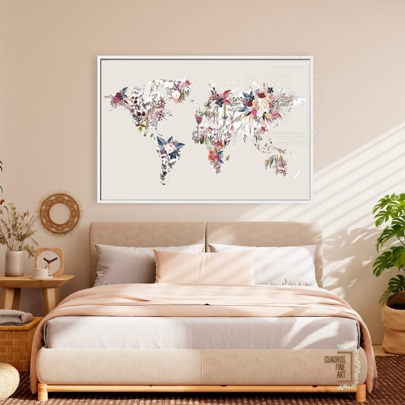 Mapa Mundi Floral | Cuadros de Mapamundi | Cuadros Fine Art