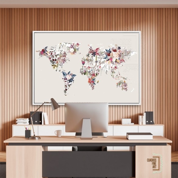 Mapa Mundi Floral | Cuadros de Mapamundi | Cuadros Fine Art
