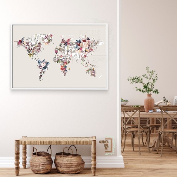 Mapa Mundi Floral | Cuadros de Mapamundi | Cuadros Fine Art