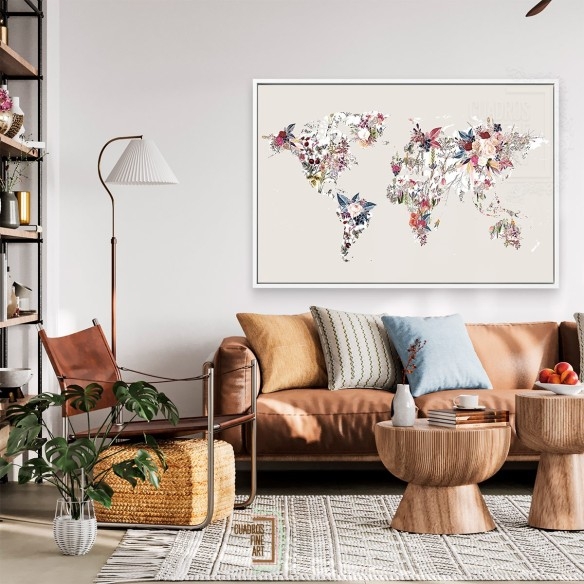 Mapa Mundi Floral | Cuadros de Mapamundi | Cuadros Fine Art