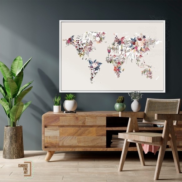 Mapa Mundi Floral | Cuadros de Mapamundi | Cuadros Fine Art
