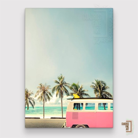 Van de surf rosa | Fotografía Tropical | Cuadros Fine Art