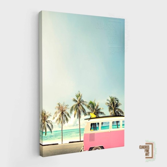 Van de surf rosa | Fotografía Tropical | Cuadros Fine Art
