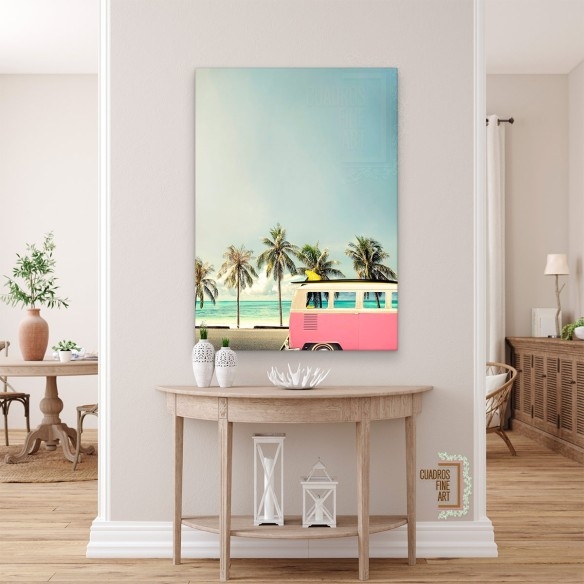 Van de surf rosa | Fotografía Tropical | Cuadros Fine Art