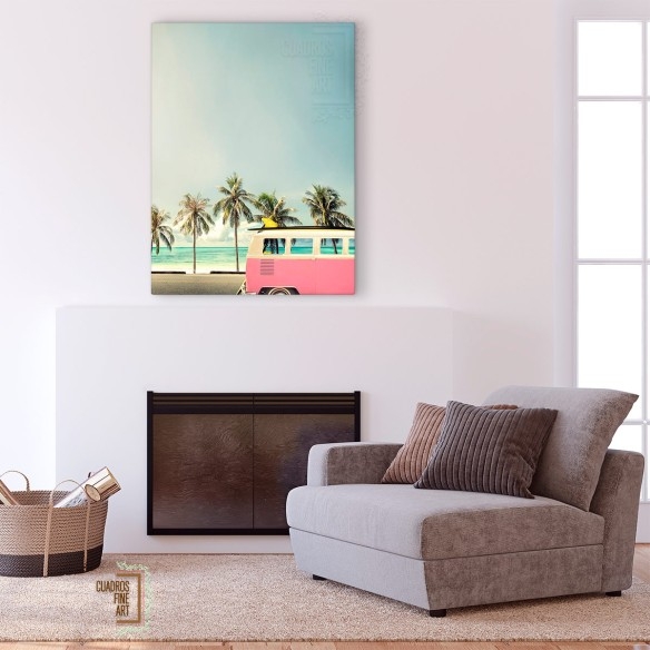 Van de surf rosa | Fotografía Tropical | Cuadros Fine Art
