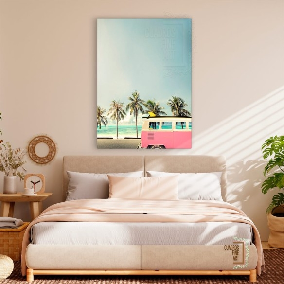 Van de surf rosa | Fotografía Tropical | Cuadros Fine Art