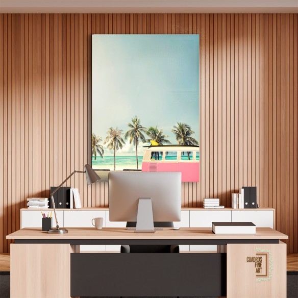 Van de surf rosa | Fotografía Tropical | Cuadros Fine Art