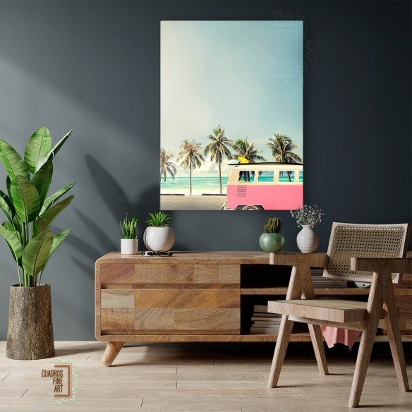 Van de surf rosa | Fotografía Tropical | Cuadros Fine Art