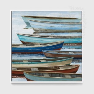 Barcos anclados | Cuadro Paisaje Marino | Cuadros Fine Art