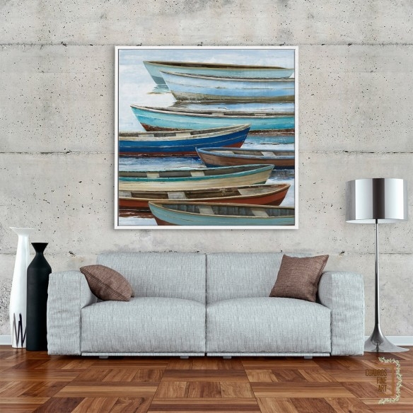 Barcos anclados | Cuadro Paisaje Marino | Cuadros Fine Art