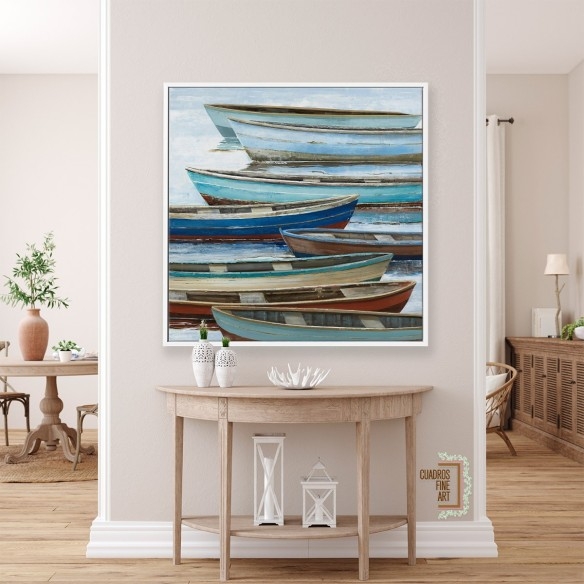 Barcos anclados | Cuadro Paisaje Marino | Cuadros Fine Art