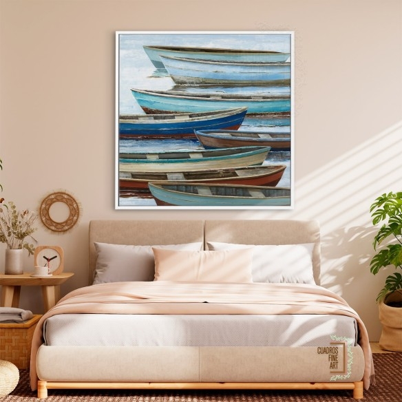 Barcos anclados | Cuadro Paisaje Marino | Cuadros Fine Art