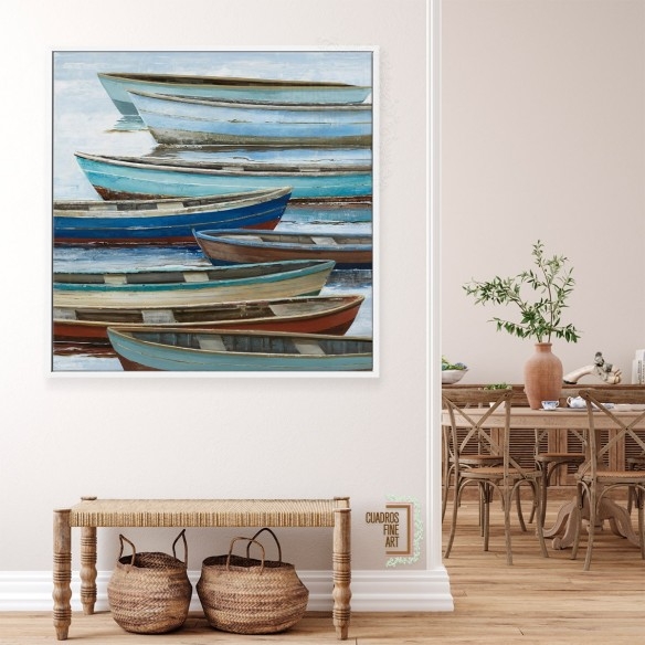 Barcos anclados | Cuadro Paisaje Marino | Cuadros Fine Art