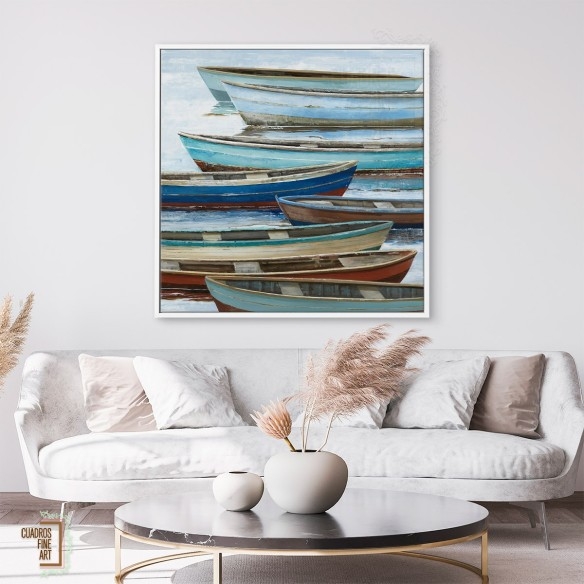 Barcos anclados | Cuadro Paisaje Marino | Cuadros Fine Art