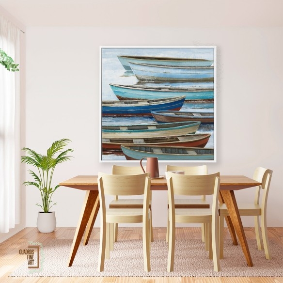 Barcos anclados | Cuadro Paisaje Marino | Cuadros Fine Art