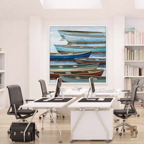 Barcos anclados | Cuadro Paisaje Marino | Cuadros Fine Art