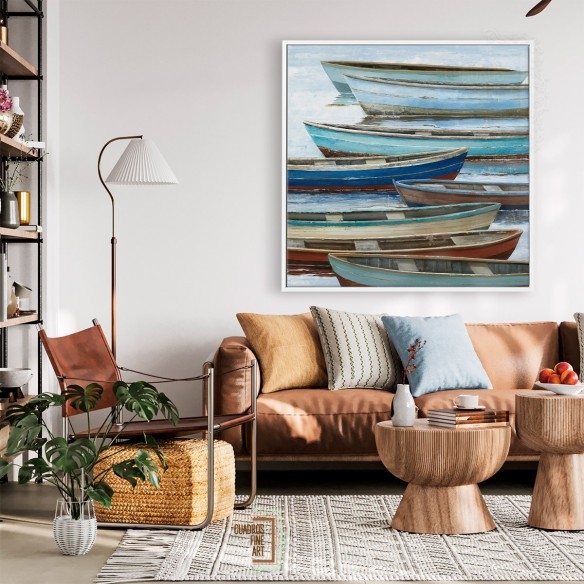 Barcos anclados | Cuadro Paisaje Marino | Cuadros Fine Art