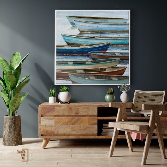 Barcos anclados | Cuadro Paisaje Marino | Cuadros Fine Art