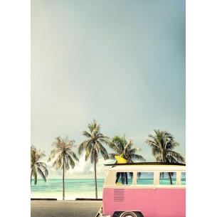 Autobús de surf rosa