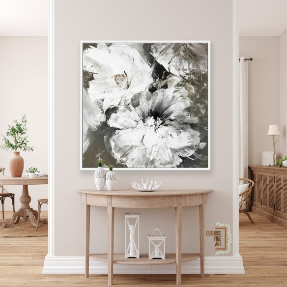Flores Bcas y Grises | Cuadro Floral | Cuadros Fine Art