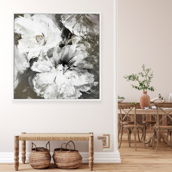 Flores Bcas y Grises | Cuadro Floral | Cuadros Fine Art