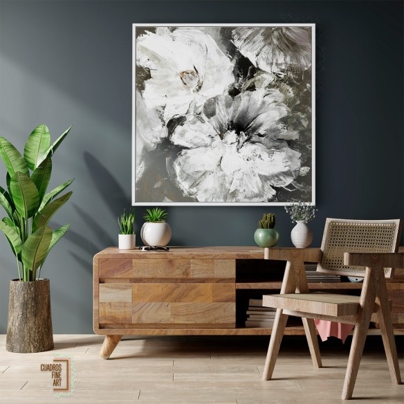 Flores Bcas y Grises | Cuadro Floral | Cuadros Fine Art